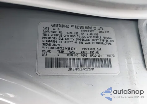 2018 Nissan Rogue Sport Sl from USA, damaged, VIN JN1BJ1CR3JW262781